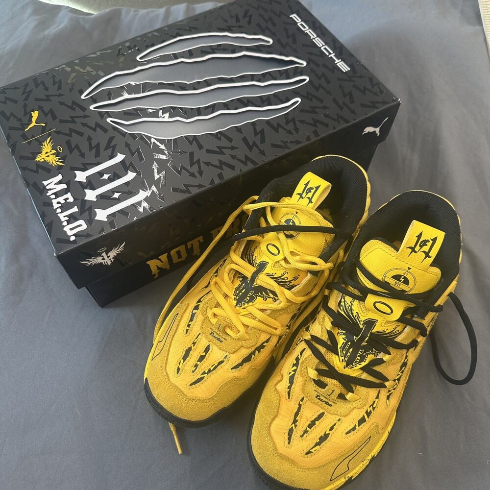 Mens Puma Porsche x MB.03 Sport Yellow Black Basketball Shoes 309847-01 SIZE 8
